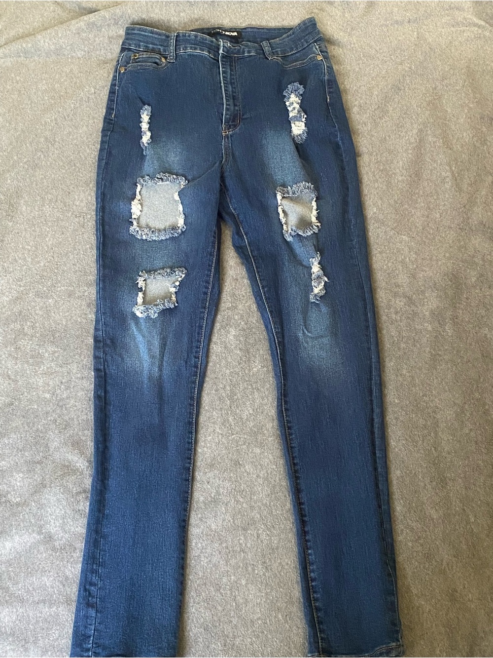 Fashion Nova Dark Blue Distressed cut out Jeans